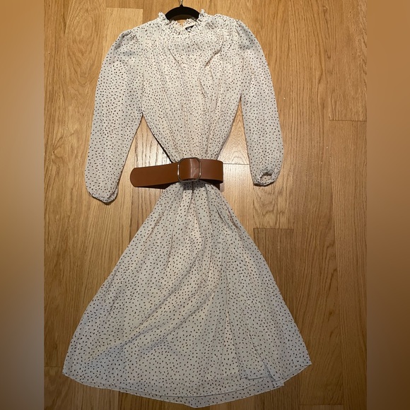 Zara Dresses & Skirts - Zara printed midi dress with brown belt in size XS